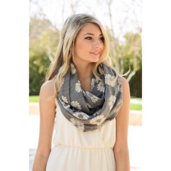 Couture Gypsy Accessories - Chambray Floral Infinity Scarf